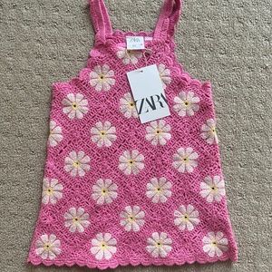 Zara pink daisy crochet dress 2/3T